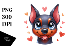 Cute Cartoon Doberman Pinscher with Big Eyes PNG Product Image 1