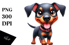 Cartoon Doberman Pinscher Watercolor PNG Product Image 1