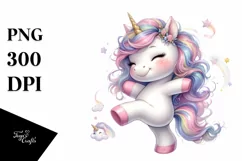 Cute Baby Unicorn Dancing | Watercolor Product Image 1