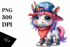 Colorful Unicorn with Hat Watercolor | Clipart Product Image 3