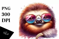 Funny Cute Sloth Smiling Watercolor Clipart Product Image 1