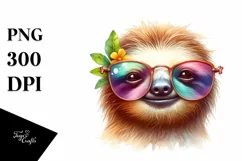 Funny Cute Sloth Smiling Watercolor Clipart Product Image 3