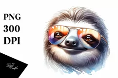 Funny Cute Sloth Smiling Watercolor Clipart Product Image 3