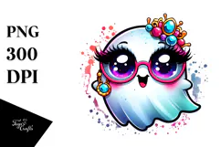 Goofy Cute Ghost with es, Transparent PNG Product Image 1