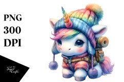 Colorful Baby Unicorn in Mountaineer&#039;s Gear Product Image 3