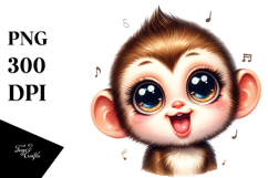 Cute Monkey with Singer Look, Transparent PNG Product Image 1