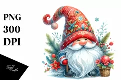 Detailed Vibrant Christmas Gnome, PNG Product Image 1