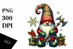 Detailed Vibrant Christmas Gnome, PNG Product Image 3