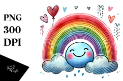 Colorful Smiling Rainbow PNG Product Image 1