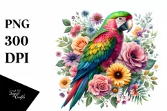 Watercolor Colorful Parrot Florals|T-shirt, Mug, Tumbler Product Image 8