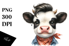 aCute Energetic Cow with Cool Haircut, PNG Product Image 1