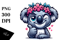 Cute Koala with Flower Crown PNG Product Image 1