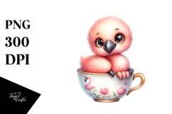 Colorful Baby Flamingo in Tea Cup | Clipart Product Image 3