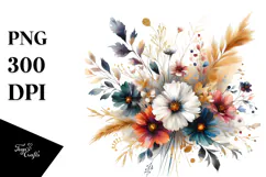 Abstract Colorful Wild Flowers PNG Product Image 1