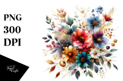 Abstract Colorful Wild Flowers PNG Product Image 1