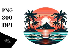 Retro Tropical Island Sunset, 20 oz Tumbler Product Image 1