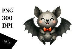 Funny Simple Watercolor Bat | Haloween Clipart Product Image 3