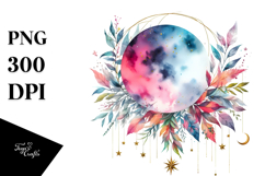 Vibrant Abstract Moon Foliage Stars Hanging | Sublimation | Product Image 1