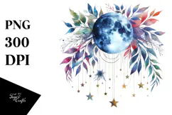 Vibrant Abstract Moon Foliage Stars Hanging | Sublimation | Product Image 1