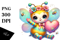 Adorned Bee Waving Heart PNG Product Image 1