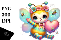 Adorned Bee Waving Heart PNG Product Image 1