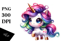 Playing Cute Unicorn with Cool Haircut, Transparent PNG Product Image 1