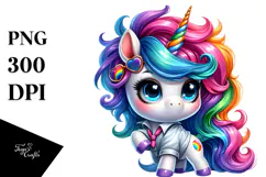 Playing Cute Unicorn with Cool Haircut, Transparent PNG Product Image 1