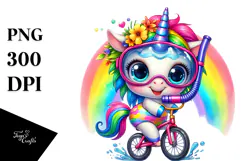 Vibrant Crazy Cute Baby Unicorn PNG Product Image 1