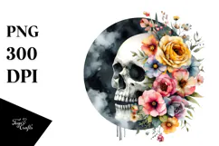 Boho Skull made of Spring Flowers PNG Product Image 1