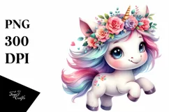 Cute Baby Unicorn Running PNG Product Image 3
