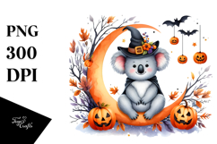 Halloween Koala on Moon PNG Product Image 1