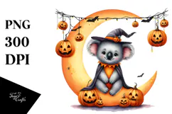 Koala Dressed for Halloween on Moon, PNG Product Image 1