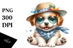 Cute Baby Puppy with Hat, PNG Product Image 1