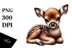 Digital Watercolor Baby Deer PNG Product Image 1