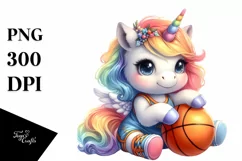 Baby Unicorn Basketball Clipart Product Image 1