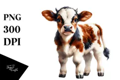 Watercolor Cute Cow, High-Res PNG Product Image 1