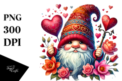 Valentines Gnome Watercolor PNG Product Image 1