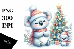 Cute Baby Koala in Winter PNG Product Image 1