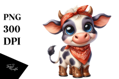 Baby Cow Big Eyes with Bandana | Sublimation | Clipart Product Image 1