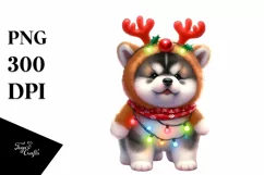 Akita with Reindeer Horns, Transparent PNG Product Image 3