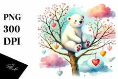 Colorful Polar Bear on Tree Branch PNG Product Image 1