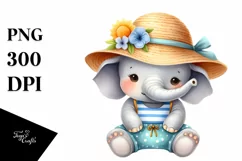 Cute Baby Elephant Dressed Watercolor | Sublimation Clipart Product Image 3