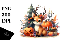 Vibrant Baby Elk Halloween | Sublimation | Clipart. Product Image 1