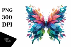 Vibrant Butterfly with Flowers, PNG Product Image 1
