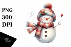 Colorful Snowman with Scarf PNG Product Image 1