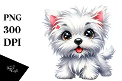 Cute West Highland White Terrier Watercolor PNG Product Image 1