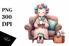 Old Lady Sofa Hair Mug | Sublimation Clipart Product Image 1