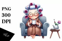 Old Lady Sofa Hair Mug | Sublimation Clipart Product Image 1