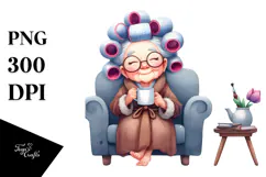 Old Lady Sofa Hair Mug | Sublimation Clipart Product Image 1