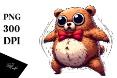 Silly Cartoon Bear with Bow Tie, Transparent PNG Product Image 1